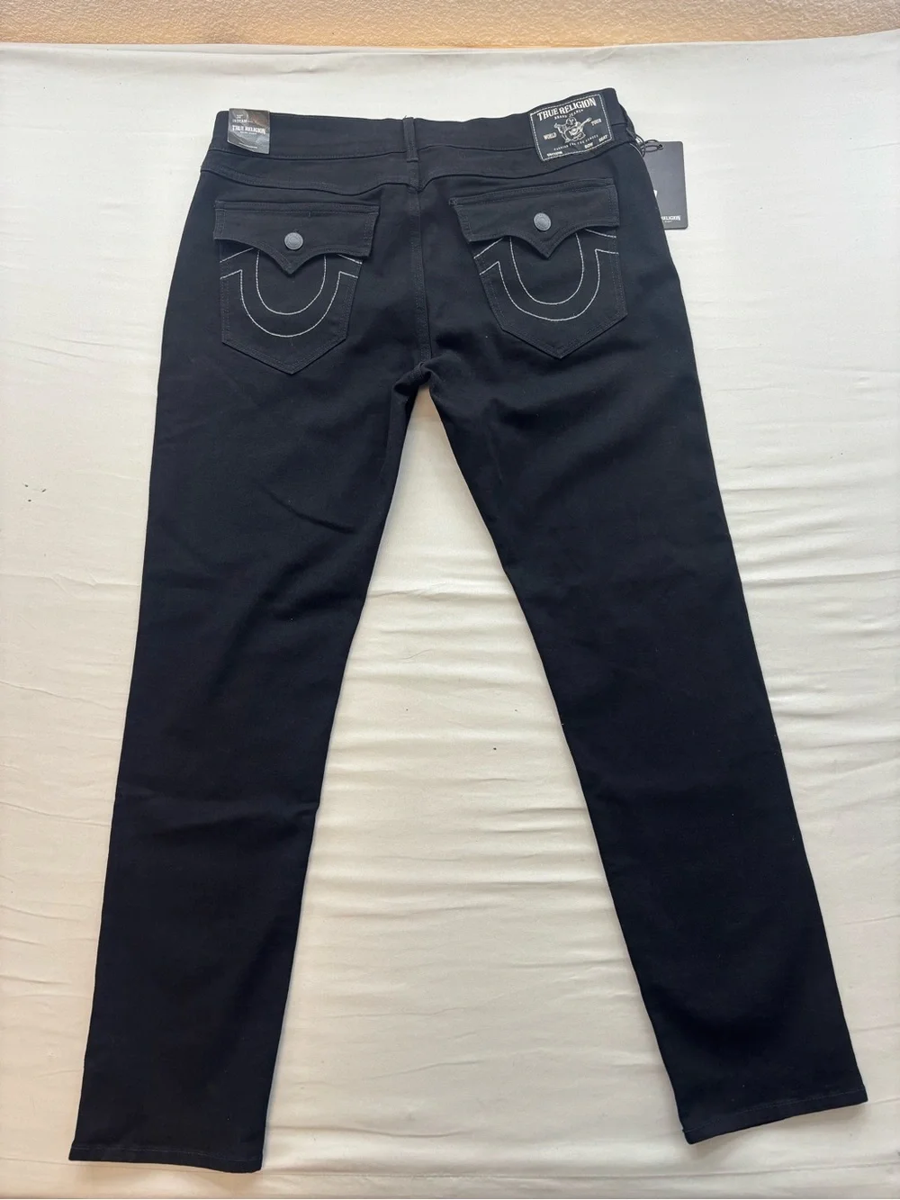 True Religion Men's Black Slim Straight Jeans